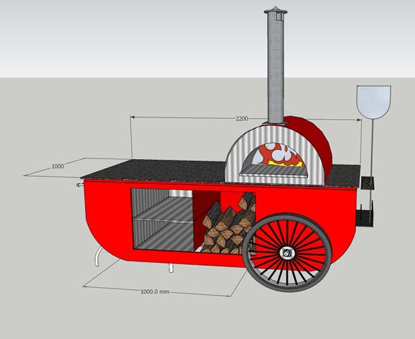 เตาอบพิซซ่าบนรถเข็น